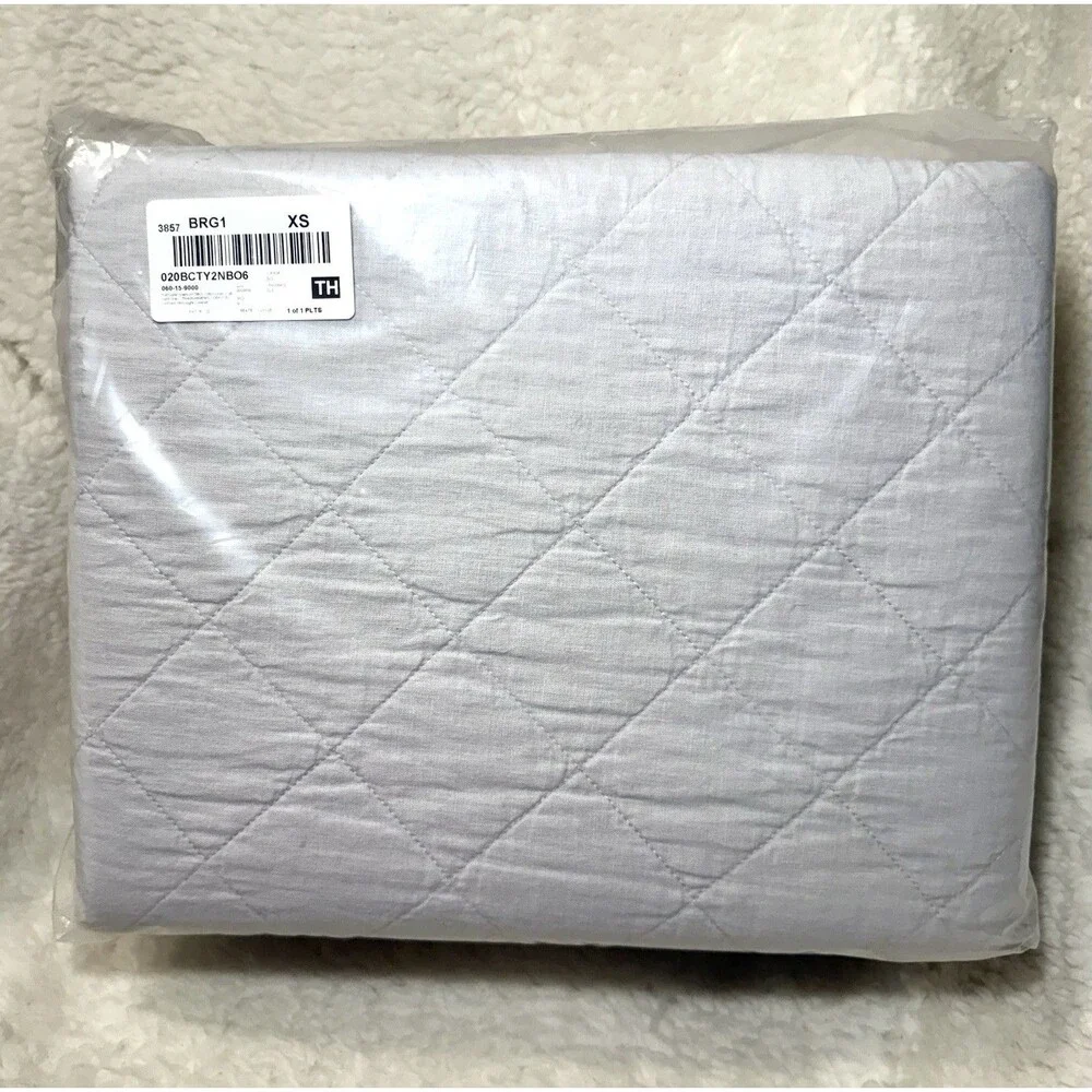 Threshold Full/Queen Diamond Stitch Cotton Linen Quilt Light Gray Midweight NEW